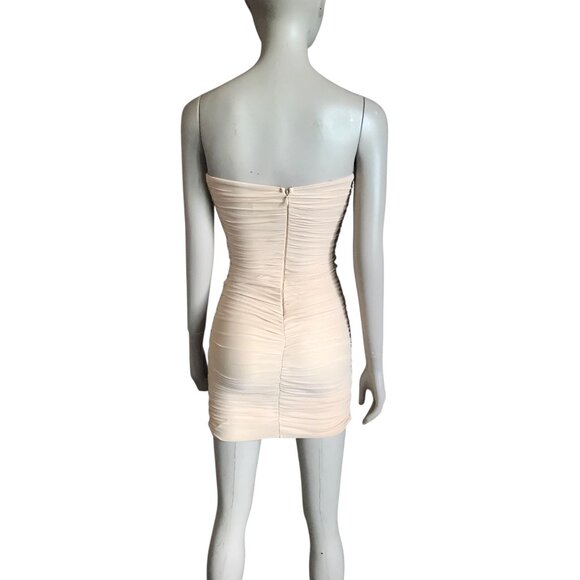Oh Polly Beige Bodycon Mini Dress - Picture 4 of 5